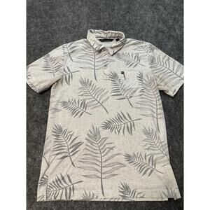 Travis Mathew Polo Mens White M Palm Tree Print Performance Golf Pima Cotton